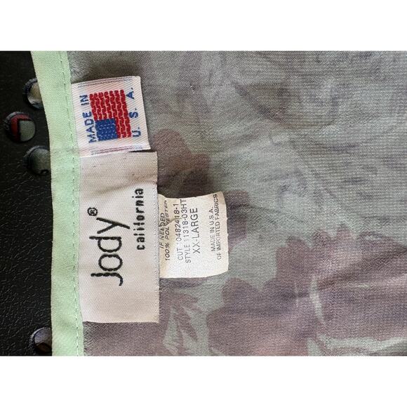 Vintage Jodi California Women’s Size XXL Sheer Green Floral Long Sleeve Blouse - Picture 2 of 5